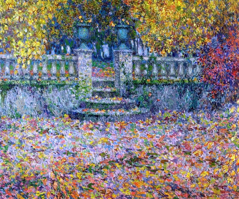  Henri Le Sidaner A Terrace, Autumn, Gerberoy - Hand Painted Oil Painting