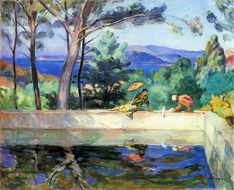  Henri Lebasque Blue Reflection in the Fountain at Pradet - Hand Painted Oil Painting