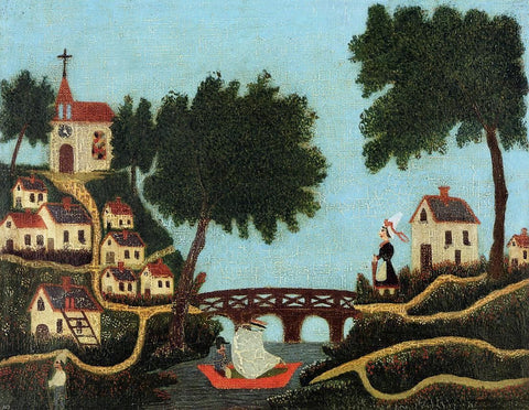  Henri Rousseau Landscape with Bridge - Hand Painted Oil Painting