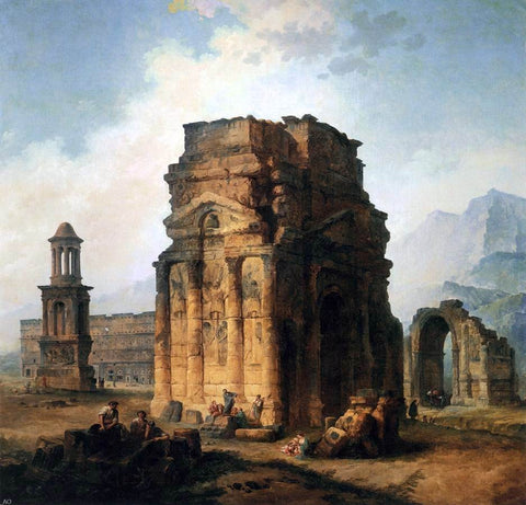  Hubert Robert The Arc de Triomphe and the Theatre of Orange - Hand Painted Oil Painting