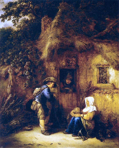  Isaac Van Ostade Traveller at a Cottage Door - Hand Painted Oil Painting