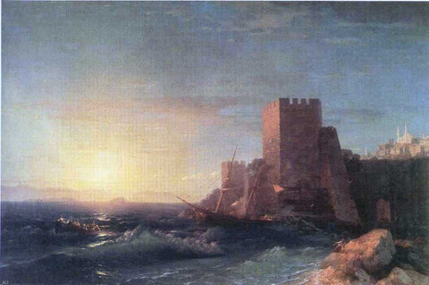  Ivan Constantinovich Aivazovsky Towers on the Rock Near Bosporus - Hand Painted Oil Painting