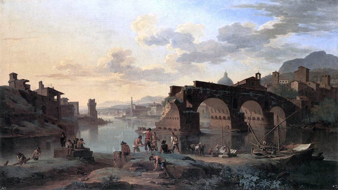 Jacob De Heusch River View with the Ponte Rotto Oil Painting ...