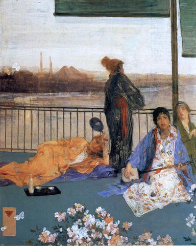  James McNeill Whistler Variations in Flesh Colour and Green: The Balcony - Hand Painted Oil Painting