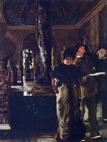  James Tissot Foreign Visitors at The Louvre - Hand Painted Oil Painting