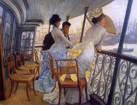  James Tissot The Gallery of the H.M.S. Calcutta - Hand Painted Oil Painting