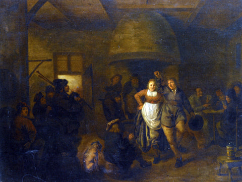  Jan Miense Molenaer A Tavern Interior with a Bagpiper and a Couple Dancing - Hand Painted Oil Painting