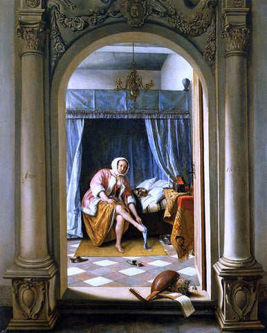  Jan Steen Woman at Her Toilet - Hand Painted Oil Painting