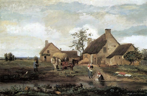  Jean-Baptiste-Camille Corot A Farm in the Nievre - Hand Painted Oil Painting