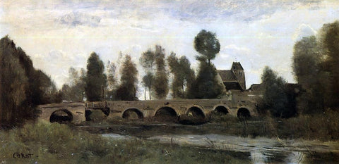  Jean-Baptiste-Camille Corot The Bridge at Grez-sur-Loing - Hand Painted Oil Painting