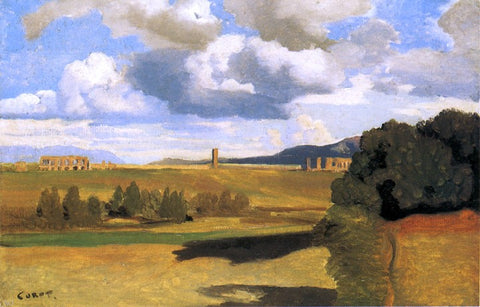  Jean-Baptiste-Camille Corot The Roman Campaagna with the Claudian Aqueduct - Hand Painted Oil Painting
