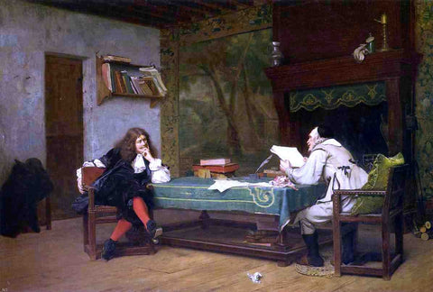  Jean-Leon Gerome A Collaboration - Corneille and Moliere - Hand Painted Oil Painting