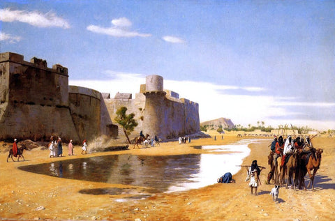  Jean-Leon Gerome An Arab Caravan Outside a Fortified Town, Egypt - Hand Painted Oil Painting