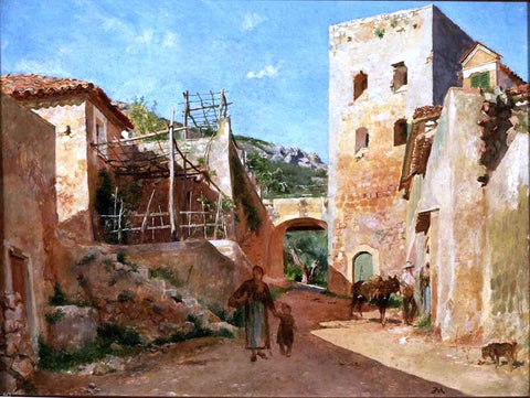  Jean-Louis Ernest Meissonier Street Scene near Antibes - Hand Painted Oil Painting