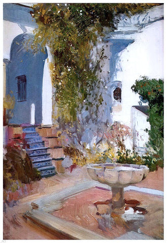  Joaquin Sorolla Y Bastida A Fountain at the Alcazar in Sevilla - Hand Painted Oil Painting