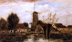  Johan Barthold Jongkind Landscape with Windmill - Hand Painted Oil Painting