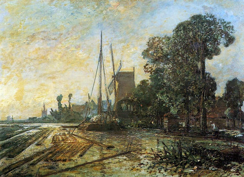  Johan Barthold Jongkind Windmill near the Water - Hand Painted Oil Painting