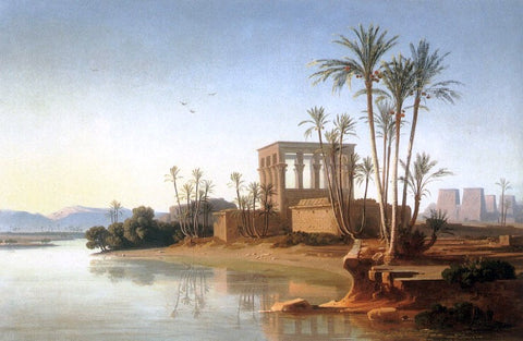  Johann Jakob Frey The Ruins at Philae, Egypt - Hand Painted Oil Painting