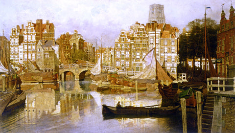  Johannes Karel Klinkenberg A View of the Blaak Rotterdam - Hand Painted Oil Painting