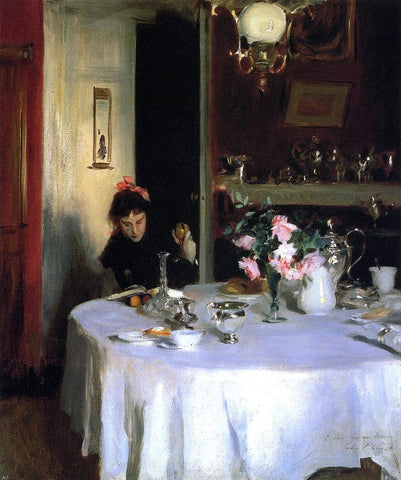  John Singer Sargent The Breakfast Table (also known as Violet Sargent) - Hand Painted Oil Painting