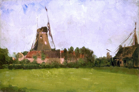  John Twachtman A Windmill in the Dutch Countryside - Hand Painted Oil Painting