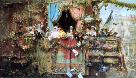 Jose Benlliure Y Gil A Carnival In Rome - Hand Painted Oil Painting