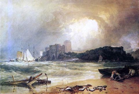  Joseph William Turner Pembroke Caselt, South Wales: Thunder Storm Approaching - Hand Painted Oil Painting