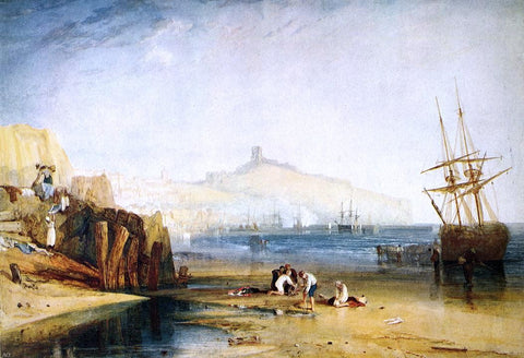  Joseph William Turner Scarborough Town and Castle: Morning: Boys Catching Crabs - Hand Painted Oil Painting