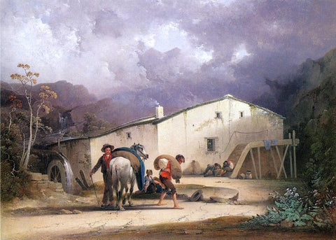  Joshua Shaw Old Mill, Miller and Horse - Hand Painted Oil Painting