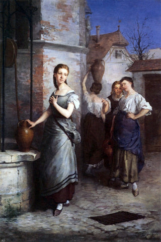  Juan Antonio Gonzalez Margarita at the Fountain - Hand Painted Oil Painting