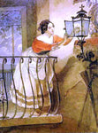  Karl Pavlovich Brulloff Italian Woman Lightning a Lamp Before the Image of Madonna - Hand Painted Oil Painting