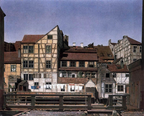  Ludwig Deppe Houses at a Millrace - Hand Painted Oil Painting