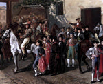  Manuel Castellano Horses in a Courtyard by the Bullring before the Bullfight, Madrid (detail) - Hand Painted Oil Painting