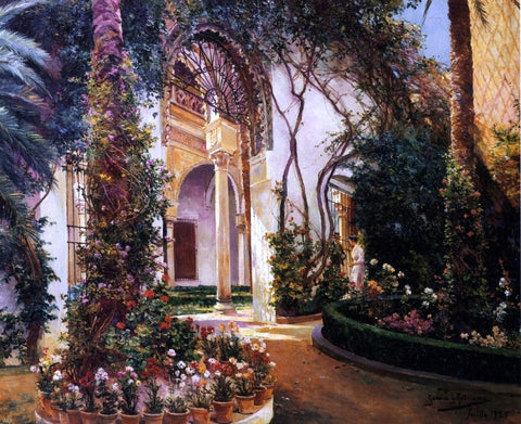  Manuel Garcia Y Rodriguez Seville Patio - Hand Painted Oil Painting