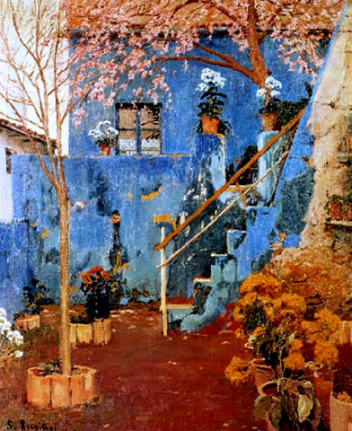  Santiago Rusinol Prats Patio Azul - Hand Painted Oil Painting