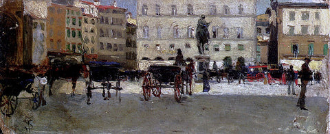  Telemaco Signorini Una Piazza - Hand Painted Oil Painting