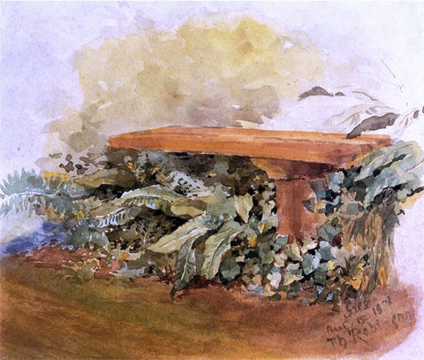  Theodore Robinson Garden Bench with Ferns - Hand Painted Oil Painting