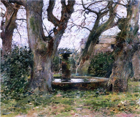  Theodore Robinson Italian Landscape with a Fountain - Hand Painted Oil Painting