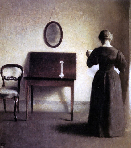  Vilhelm Hammershoi A Lady Reading In An Interior - Hand Painted Oil Painting