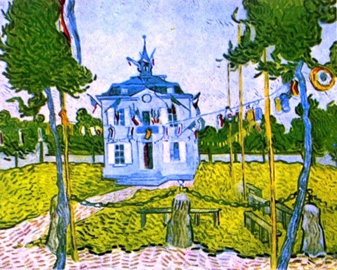  Vincent Van Gogh Auvers Town Hall in 14 July 1890 - Hand Painted Oil Painting