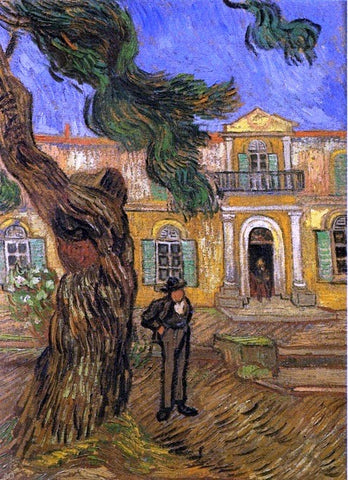  Vincent Van Gogh Pine Trees with Figure in the Garden of Saint-Paul Hospital - Hand Painted Oil Painting