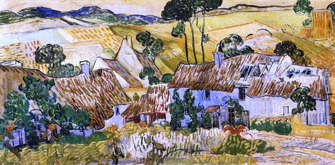  Vincent Van Gogh Thatched Houses against a Hill - Hand Painted Oil Painting