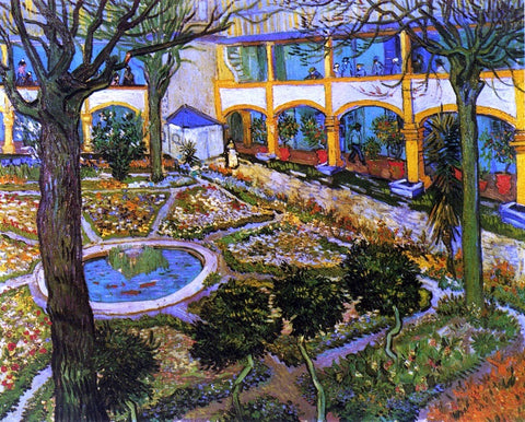  Vincent Van Gogh The Courtyard of the Hospital at Arles - Hand Painted Oil Painting