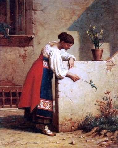  Virgil Macey Williams Italian Peasant Woman - Hand Painted Oil Painting