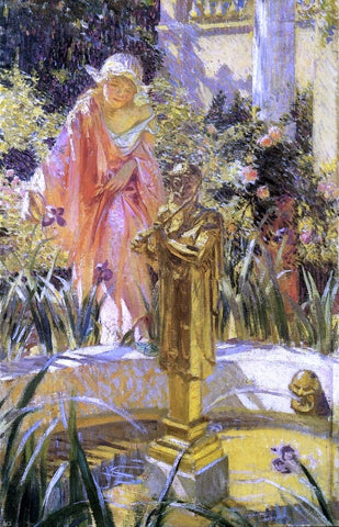  William De Leftwich Dodge Stepping in the Fountain - Hand Painted Oil Painting