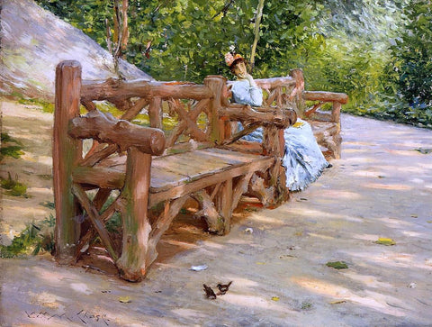 William Merritt Chase A Park Bench (also known as An Idle Hour in the Park - Central Park) - Hand Painted Oil Painting