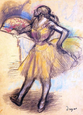  Edgar Degas Dancer with a Fan (study) - Hand Painted Oil Painting