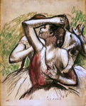  Edgar Degas Three Ballet Dancers, One with Dark Crimson Waist - Hand Painted Oil Painting
