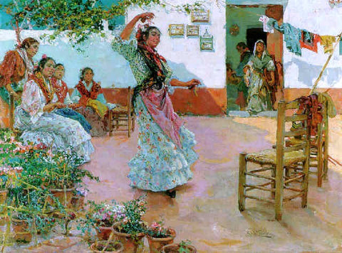  Manuel Ruiz Guerrero Gitanas en el Patio - Hand Painted Oil Painting