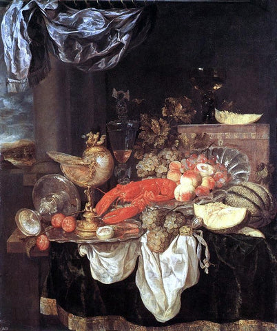  Abraham Van Beyeren Large Still-life with Lobster - Hand Painted Oil Painting